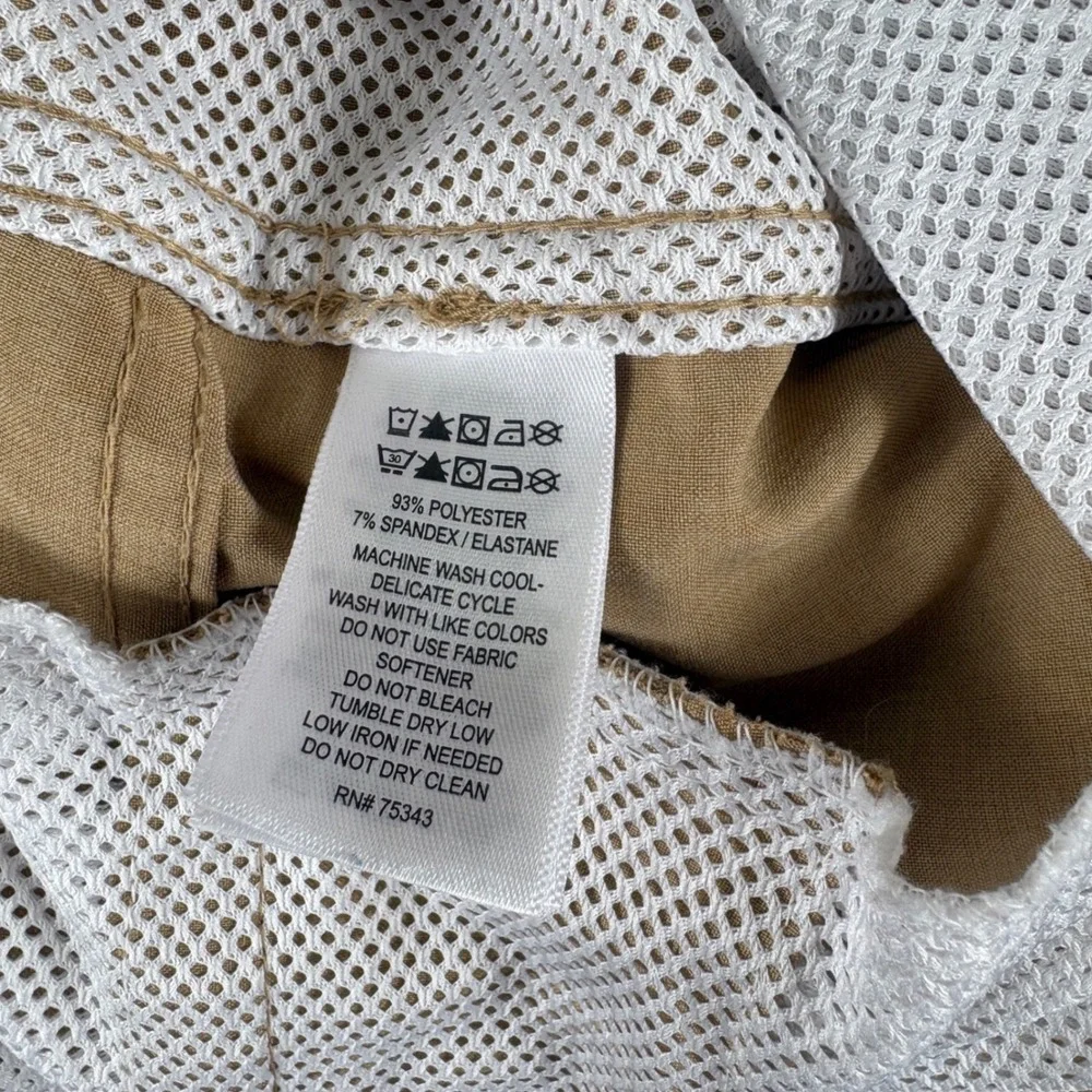 Panama Jack Mens Khaki Performance Hybrid Shorts Stretch Mesh Lined Tan Size 36